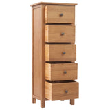 Tall Chest of Drawers 45x32x110 cm Solid Oak Wood - Top-Down View