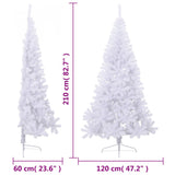 Artificial Half Christmas Tree with Stand White 210 cm PVC - Low Angle