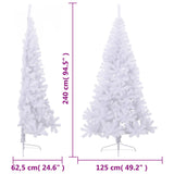 Artificial Half Christmas Tree with Stand White 240 cm PVC - Low Angle