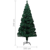 Artificial Christmas Tree with Stand Green 240 cm Fibre Optic - Rear View