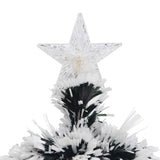 Pre-lit Christmas Tree Green and White 64 cm Fibre Optic - 45-Degree Angle