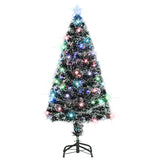 Pre-lit Christmas Tree Green and White 120 cm Fibre Optic - Front View