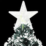 Pre-lit Christmas Tree Green and White 120 cm Fibre Optic - 45-Degree Angle