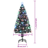 Pre-lit Christmas Tree Green and White 120 cm Fibre Optic - Close-Up Angle