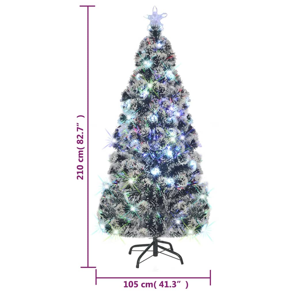 Pre-lit Christmas Tree Green and White 210 cm Fibre Optic