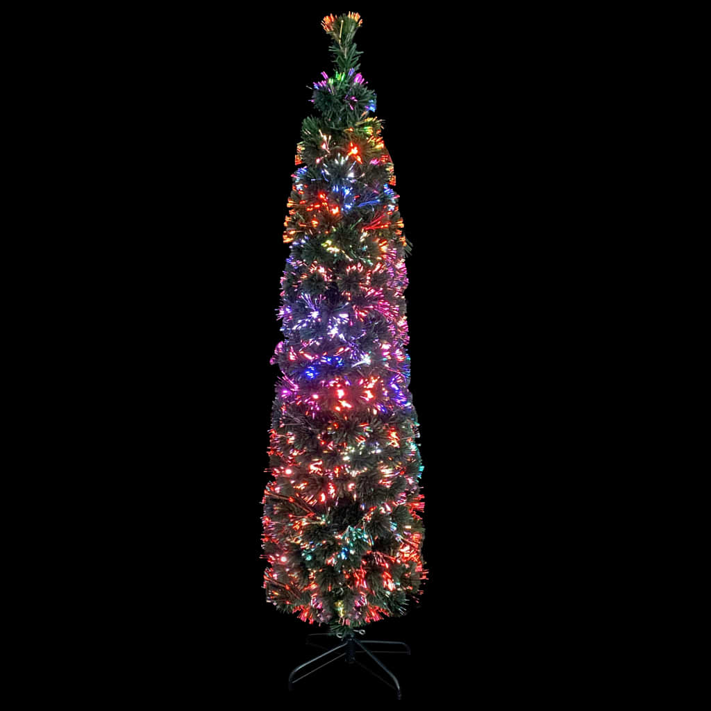 Artificial Slim Christmas Tree with Stand 150 cm Fibre Optic