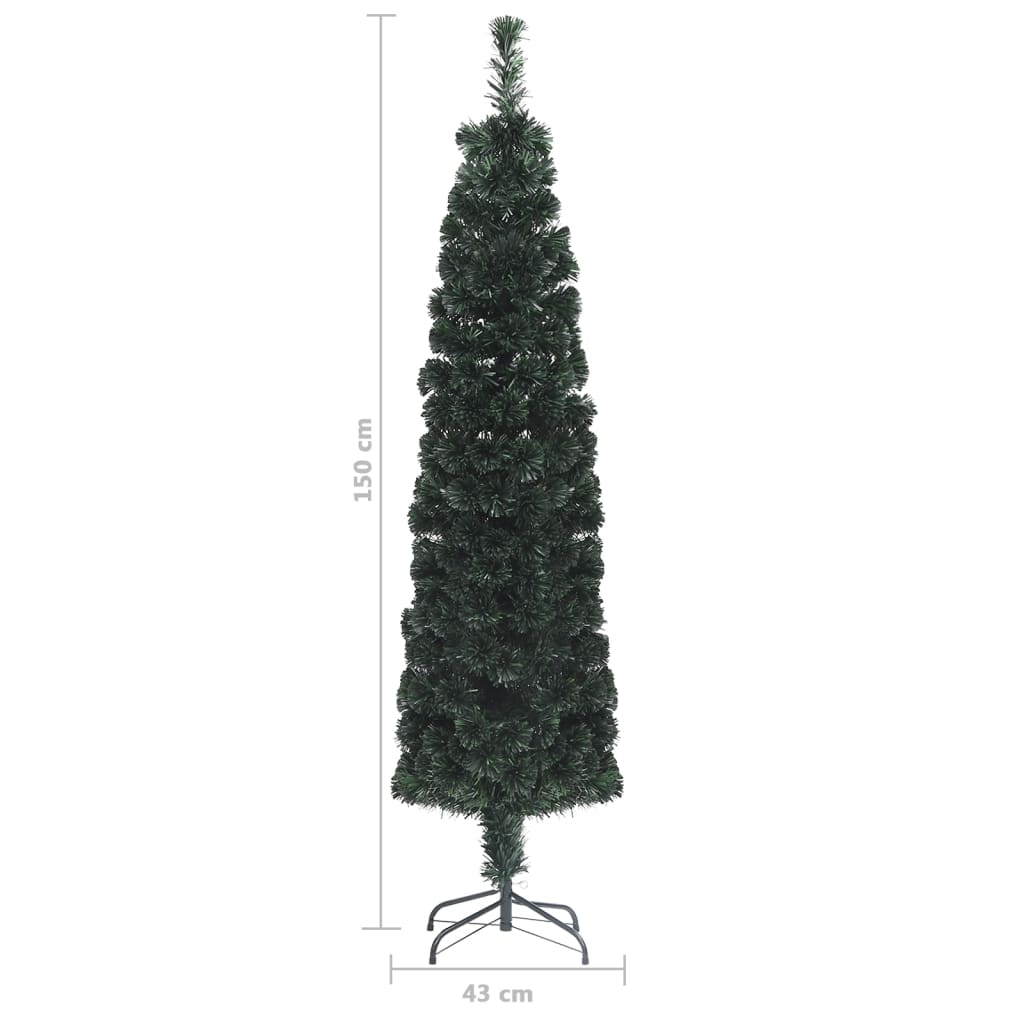 Artificial Slim Christmas Tree with Stand 150 cm Fibre Optic