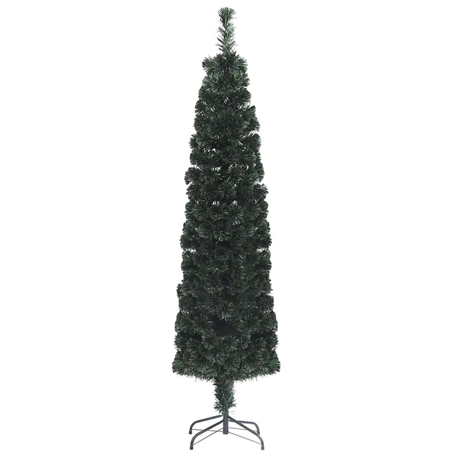 Artificial Slim Christmas Tree with Stand 210 cm Fibre Optic