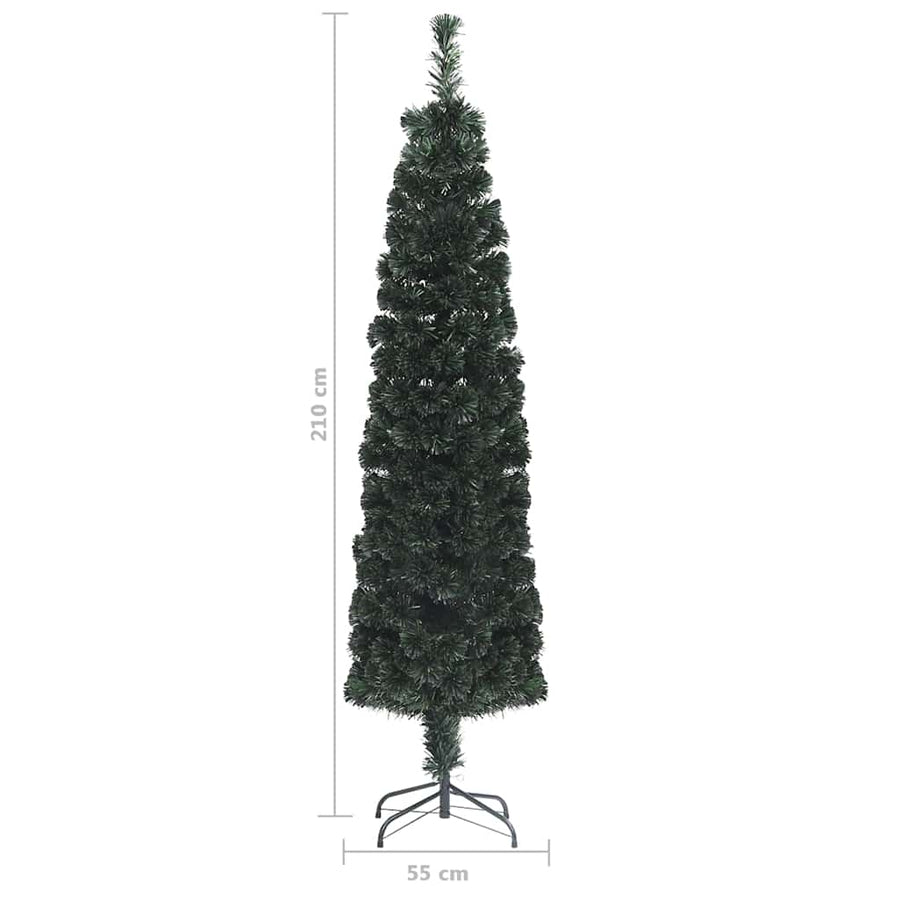 Artificial Slim Christmas Tree with Stand 210 cm Fibre Optic