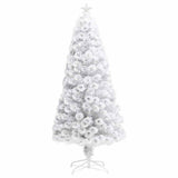 Artificial Pre-lit Christmas Tree White 150 cm Fibre Optic - Front View