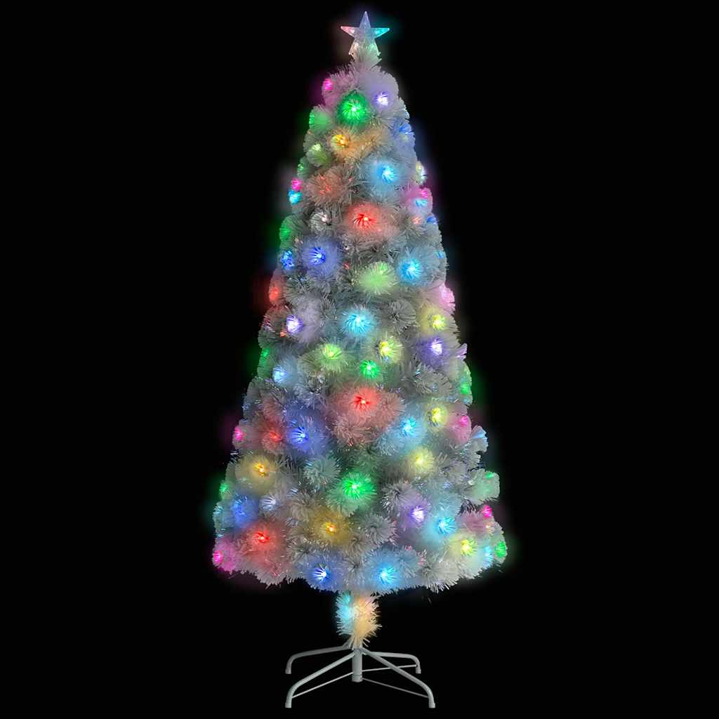 Artificial Pre-lit Christmas Tree White 150 cm Fibre Optic