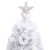 Artificial Pre-lit Christmas Tree White 150 cm Fibre Optic - Rear View