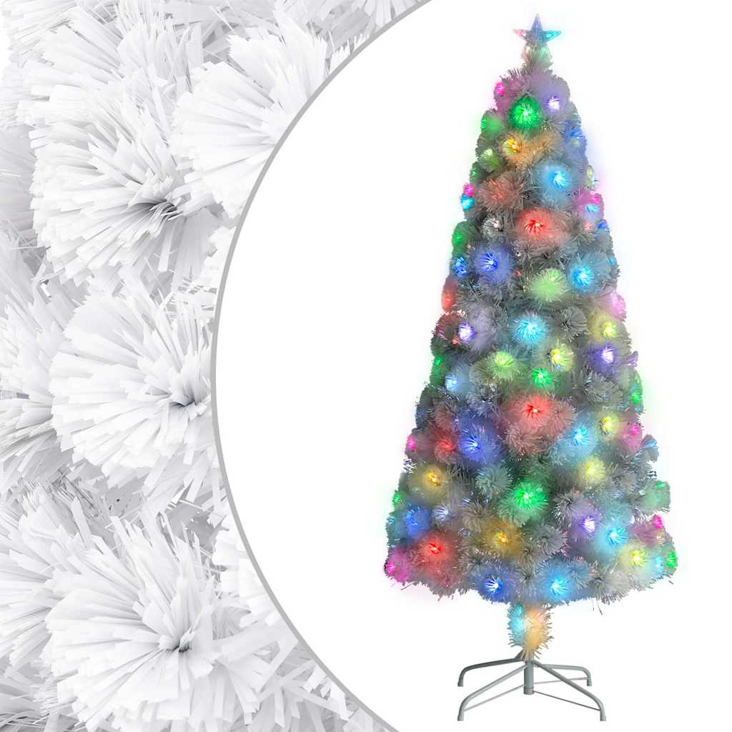 Artificial Pre-lit Christmas Tree White 150 cm Fibre Optic