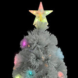 Artificial Pre-lit Christmas Tree White 210 cm Fibre Optic - Top-Down View