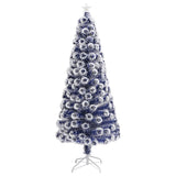 Artificial Pre-lit Christmas Tree White&Blue 180 cm Fibre Optic - Front View