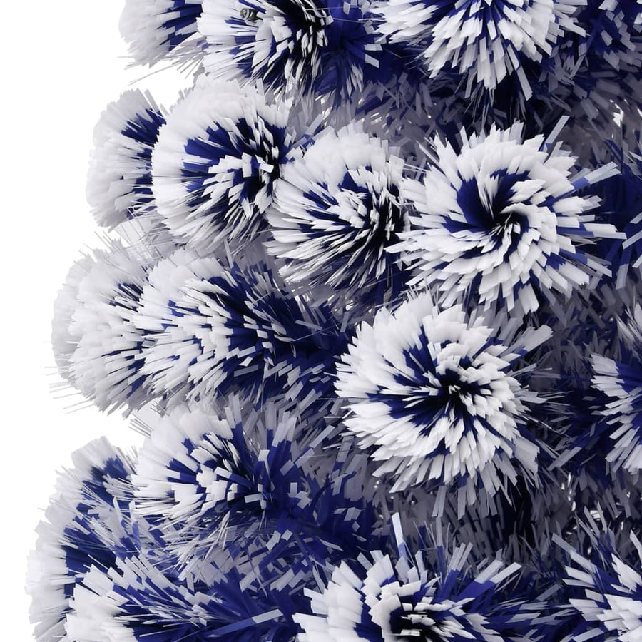 Artificial Pre-lit Christmas Tree White&Blue 210 cm Fibre Optic