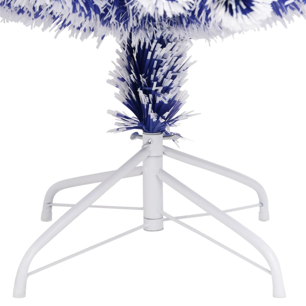 Artificial Pre-lit Christmas Tree White&Blue 210 cm Fibre Optic