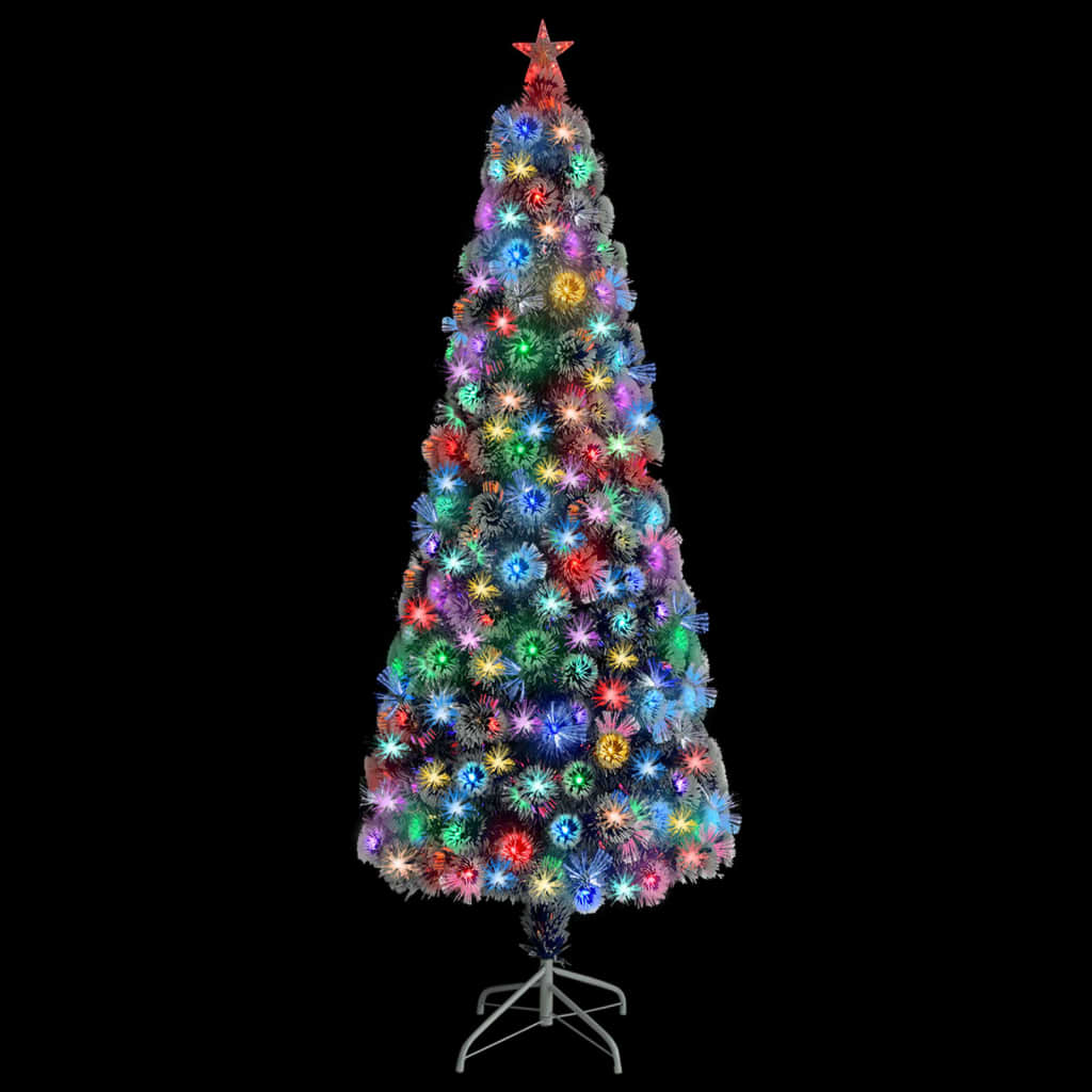 Artificial Pre-lit Christmas Tree White&Blue 240 cm Fibre Optic