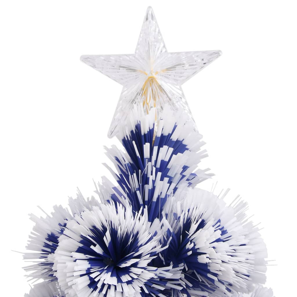 Artificial Pre-lit Christmas Tree White&Blue 240 cm Fibre Optic