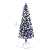 Artificial Pre-lit Christmas Tree White&Blue 240 cm Fibre Optic