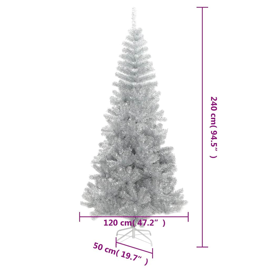 Artificial Christmas Tree with Stand Silver 240 cm PET