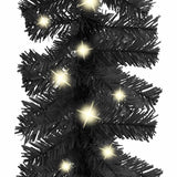 Christmas Garland with LED Lights 20 m Black - 45-Degree Angle