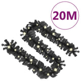 Christmas Garland with LED Lights 20 m Black - Low Angle
