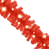 Christmas Garland with LED Lights 10 m Red - Top-Down View