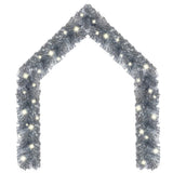 Christmas Garland with LED Lights 5 m Silver - Front View