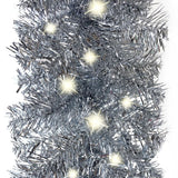 Christmas Garland with LED Lights 5 m Silver - Side View