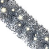 Christmas Garland with LED Lights 5 m Silver - 45-Degree Angle