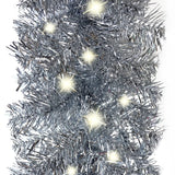 Christmas Garland with LED Lights 10 m Silver - Side View