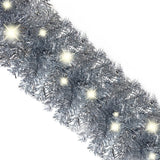 Christmas Garland with LED Lights 10 m Silver - 45-Degree Angle