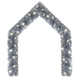 Christmas Garland with LED Lights 20 m Silver - Front View