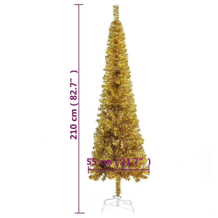 Slim Christmas Tree Gold 210 cm