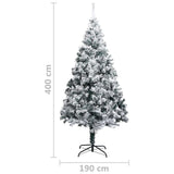 Artificial Christmas Tree with Flocked Snow Green 400cm PVC - Low Angle