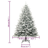 Artificial Christmas Tree with Flocked Snow Green 150 cm PVC&PE - Close-Up Angle