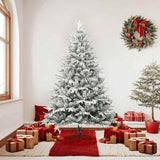 Artificial Christmas Tree with Flocked Snow Green 180 cm PVC&PE - Side View