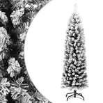 Slim Artificial Christmas Tree with Flocked Snow Green 120 cm