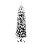 Slim Artificial Christmas Tree with Flocked Snow Green 120 cm