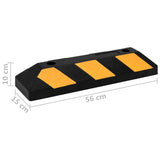 Reflective Parking Blocks 2 pcs 56x15x10 cm Rubber - Low Angle