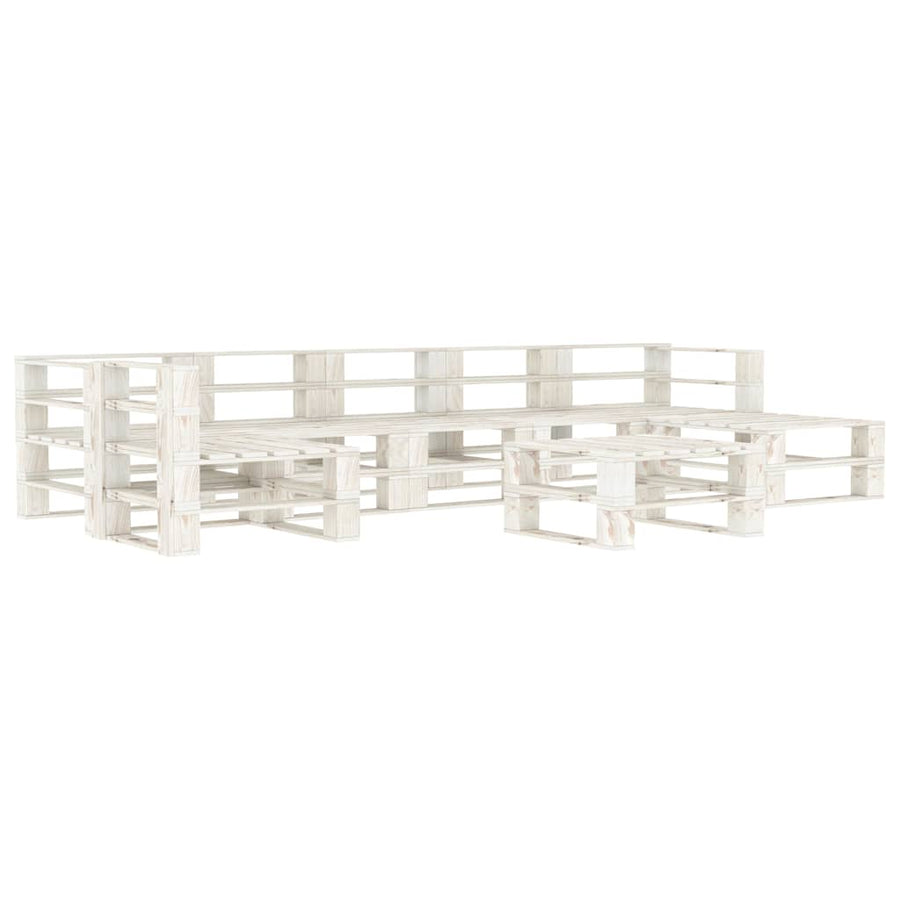 8 Piece Garden Pallet Lounge Set Wood White