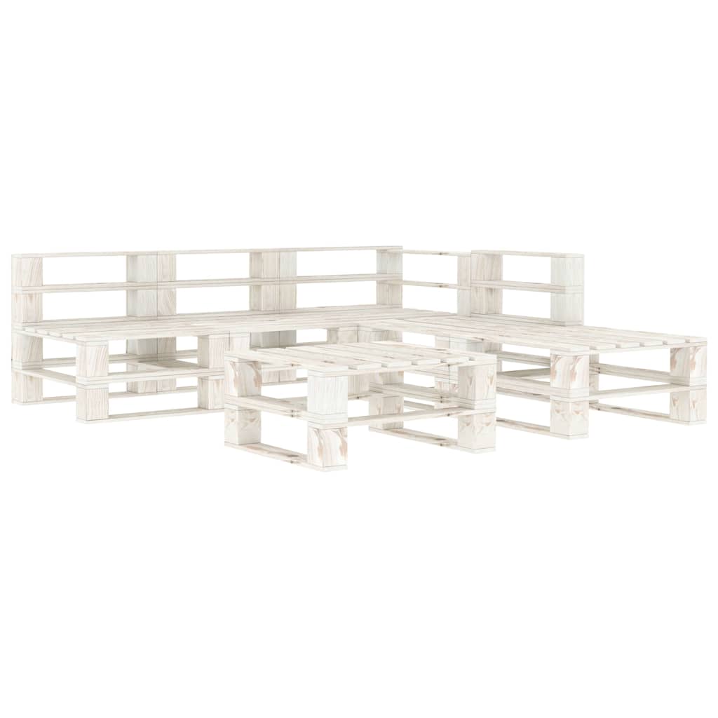 6 Piece Garden Pallet Lounge Set Wood White