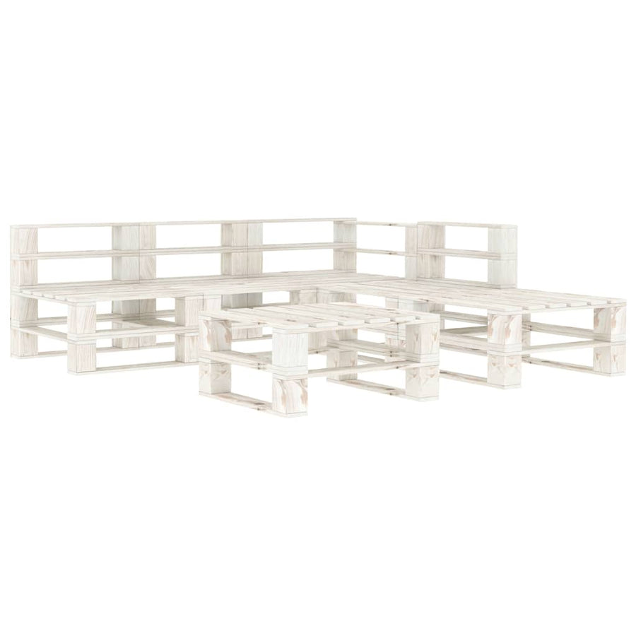 6 Piece Garden Pallet Lounge Set Wood White