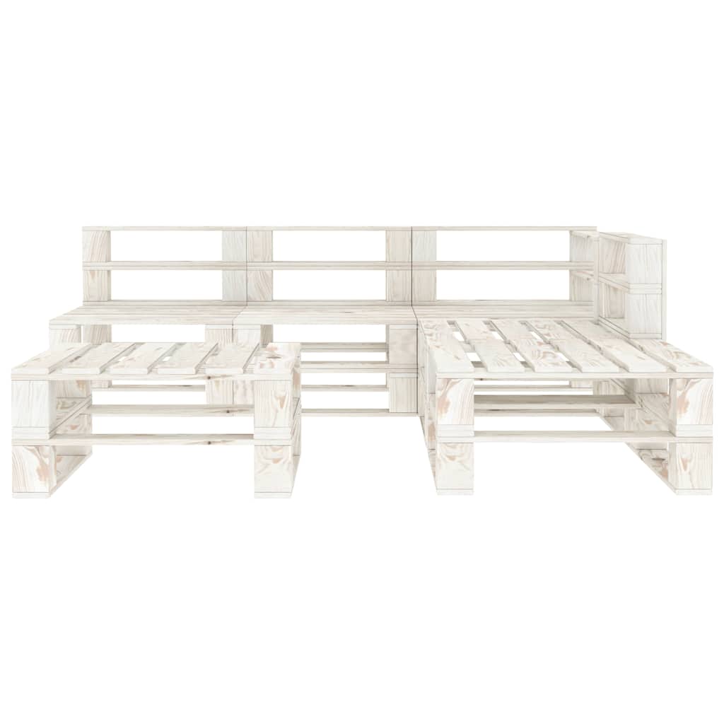 6 Piece Garden Pallet Lounge Set Wood White
