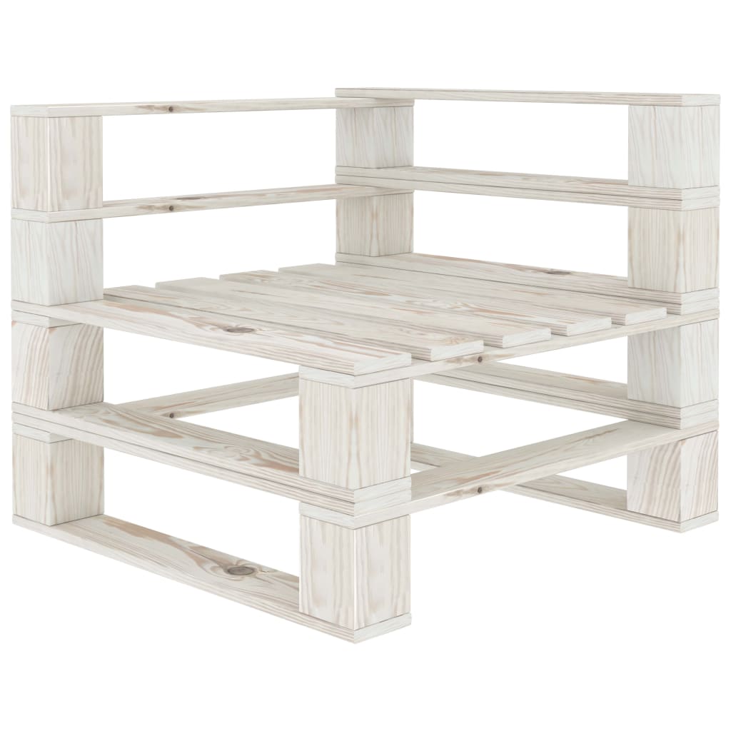 7 Piece Garden Pallet Lounge Set Wood White