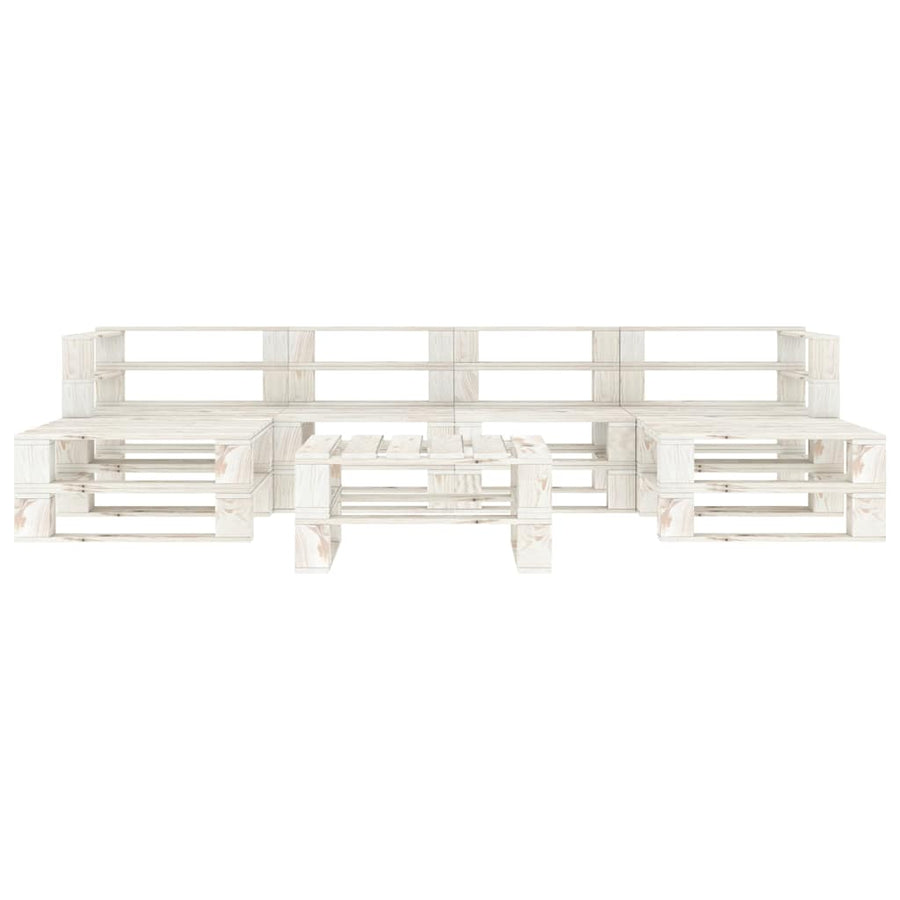 7 Piece Garden Pallet Lounge Set Wood White