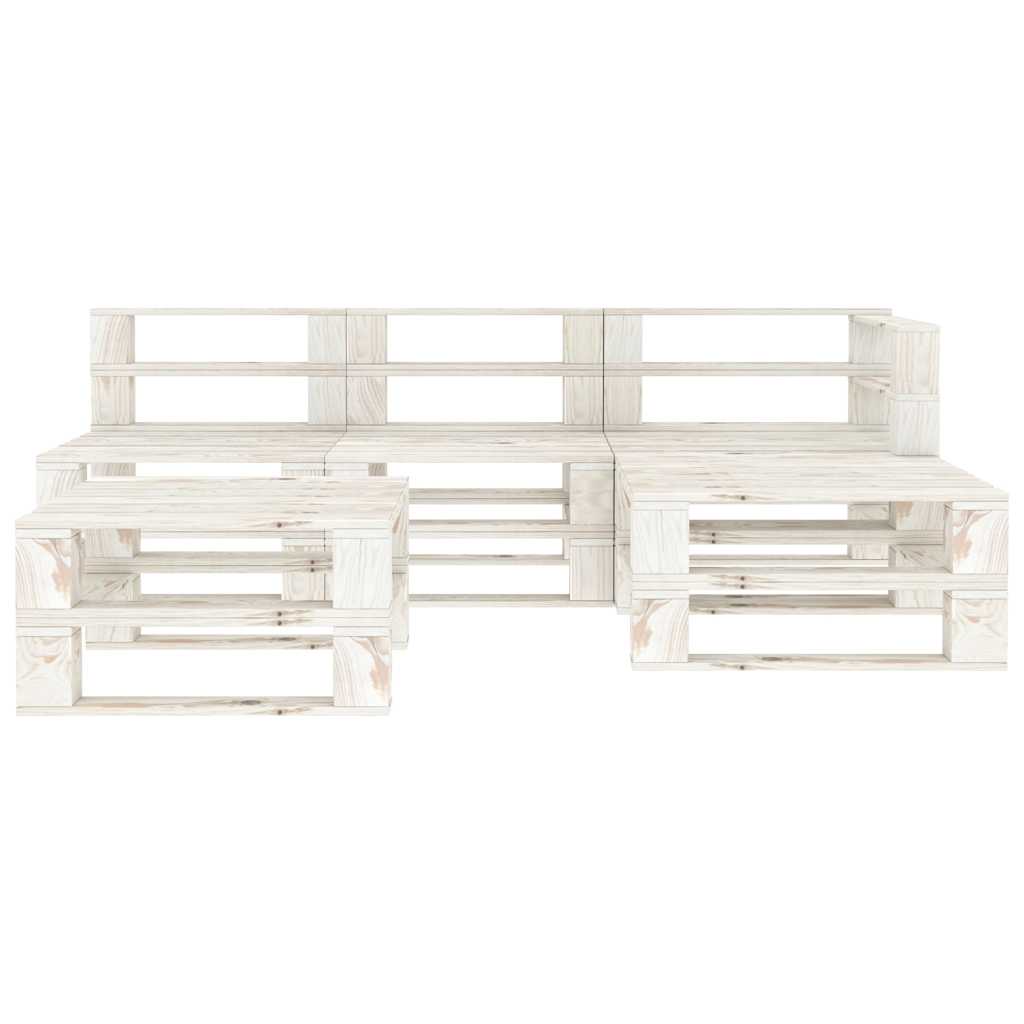 5 Piece Garden Pallet Lounge Set Wood White