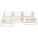 5 Piece Garden Pallet Lounge Set Wood White - Front View