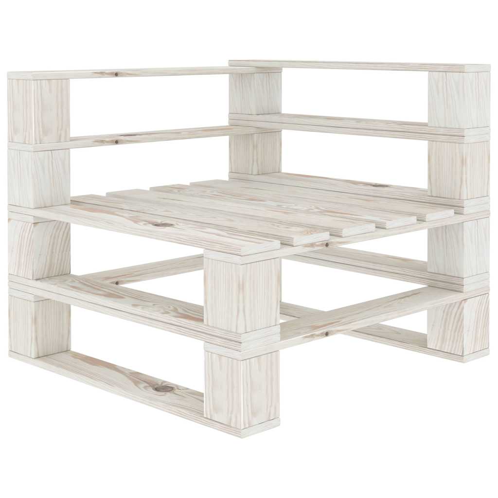 5 Piece Garden Pallet Lounge Set Wood White